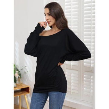 Women’s Off-Shoulder Long Sleeve Tunic Tops by Poetsky