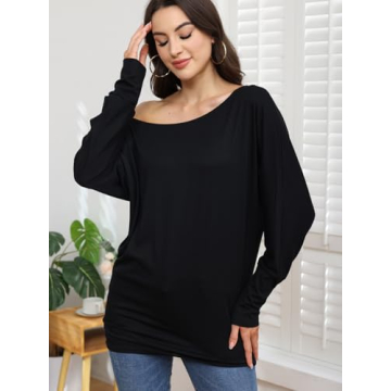 Women’s Off-Shoulder Long Sleeve Tunic Tops by Poetsky