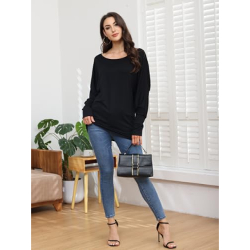 Women’s Off-Shoulder Long Sleeve Tunic Tops by Poetsky