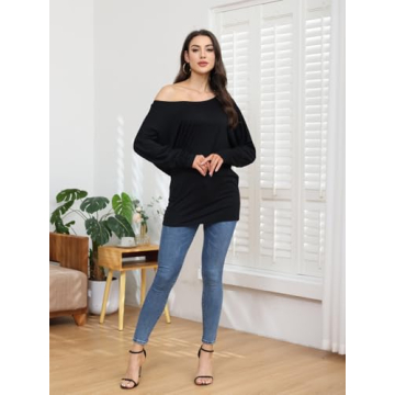 Women’s Off-Shoulder Long Sleeve Tunic Tops by Poetsky