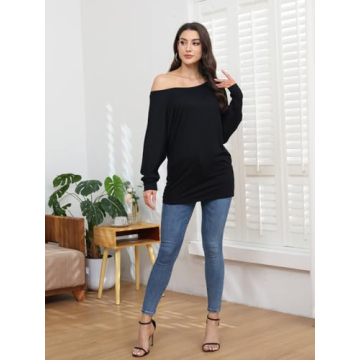 Women’s Off-Shoulder Long Sleeve Tunic Tops by Poetsky