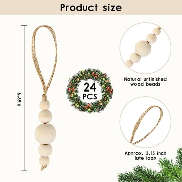 Natural Wooden Bead Ornaments for Holiday Decor