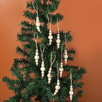 Natural Wooden Bead Ornaments for Holiday Decor
