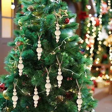 Natural Wooden Bead Ornaments for Holiday Decor