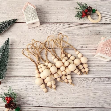 Natural Wooden Bead Ornaments for Holiday Decor
