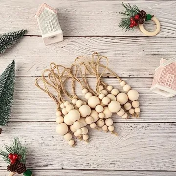 Natural Wooden Bead Ornaments for Holiday Decor
