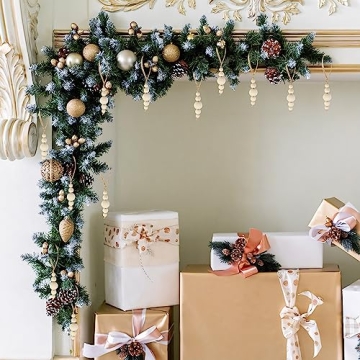 Natural Wooden Bead Ornaments for Holiday Decor