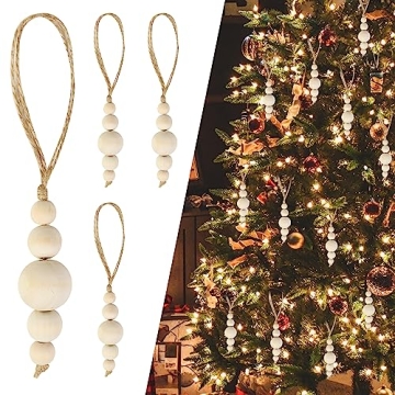 Natural Wooden Bead Ornaments for Holiday Decor