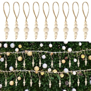Natural Wooden Bead Ornaments for Holiday Decor