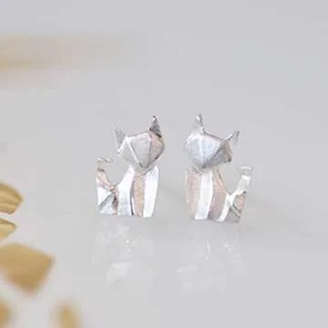 Origami Fox Earrings in Sterling Silver 925 - Jamber Jewels
