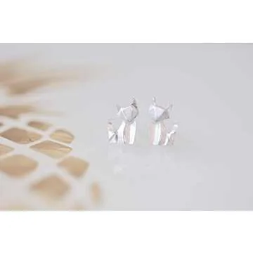 Origami Fox Earrings in Sterling Silver 925 - Jamber Jewels