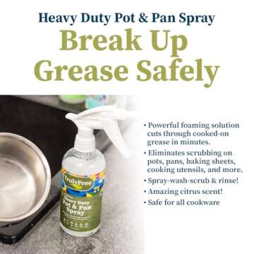 Truly Free Heavy Duty Pot & Pan Spray - Powerful Foaming Grease Remover, Multi-Purpose Kitchen Cleaner Spray Degreaser for Oven, Stoves, Grill & More, Citrus Scent - Includes 1 Empty Bottle & 2 Refill