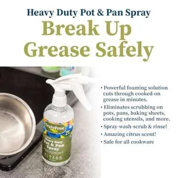 Truly Free Heavy Duty Pot & Pan Spray - Powerful Foaming Grease Remover, Multi-Purpose Kitchen Cleaner Spray Degreaser for Oven, Stoves, Grill & More, Citrus Scent - Includes 1 Empty Bottle & 2 Refill