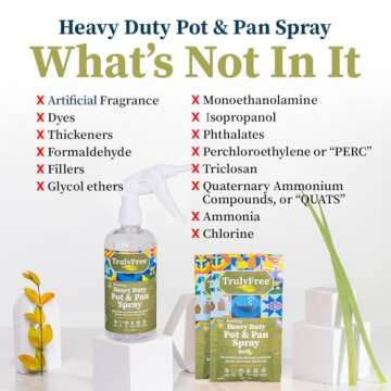 Truly Free Heavy Duty Pot & Pan Spray - Powerful Foaming Grease Remover, Multi-Purpose Kitchen Cleaner Spray Degreaser for Oven, Stoves, Grill & More, Citrus Scent - Includes 1 Empty Bottle & 2 Refill
