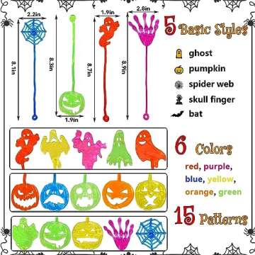 Kaisbro 56 Pcs Sticky Hands Stretchy Toys, Halloween Party Favors for Kids, Treasure Box Toys, Goodie Bags, Pinata Stuffers, Treasure Chest, Classroom Prizes, Prize Box Toys for Kids Classroom