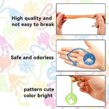 Kaisbro 56 Pcs Sticky Hands Stretchy Toys, Halloween Party Favors for Kids, Treasure Box Toys, Goodie Bags, Pinata Stuffers, Treasure Chest, Classroom Prizes, Prize Box Toys for Kids Classroom