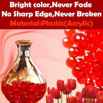 HappyFilller Wedding Decoration 630 PCS Red Acrylic Gems for Vase Fillers, Party Favors Confetti, Ta...