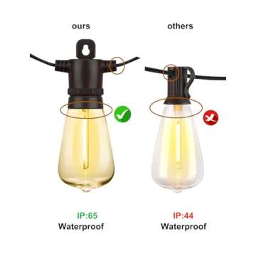 SUFEIMAS LED Outdoor String Lights Waterproof - 100FT(50FT*2) Patio Lights with 34 Vintage Shatterpr...