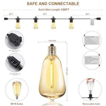 SUFEIMAS Waterproof LED String Lights for Outdoor Ambiance