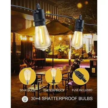 SUFEIMAS Waterproof LED String Lights for Outdoor Ambiance