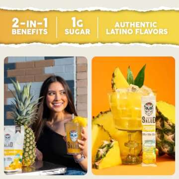 Salud 2-in-1 Hydration Packets + Immunity Electrolytes Powder, Pineapple - Agua Fresca Drink Mix, El...