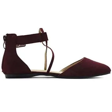Ollio Women's Faux Suede Cross Strappy Ballet Flats