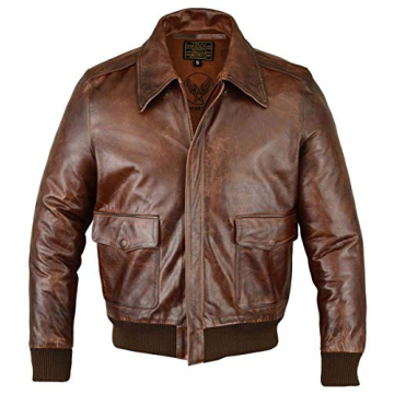 FIVESTAR Leather Men's Air Force A-2 Leather Flight Bomber Jacket - Brown (M)