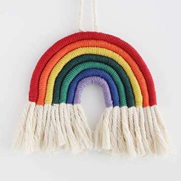 Macrame Rainbow Wall Hanging – Eco-Friendly Colorful Tapestry for Kids