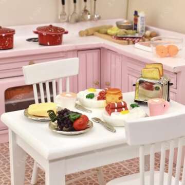iLAND Miniature Dollhouse Accessories of Dollhouse Kitchen, Miniature Food (Lover Breakfast 16pcs A)