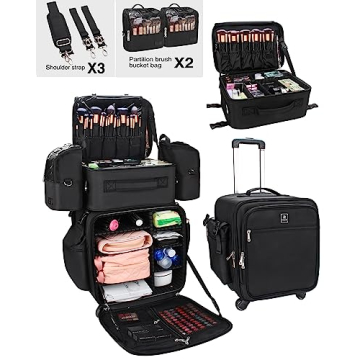 Relavel Professional Rolling Makeup Case for Travel