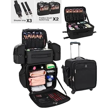 Relavel Professional Rolling Makeup Case for Travel