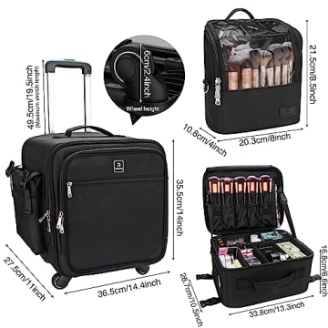Relavel Professional Rolling Makeup Case for Travel