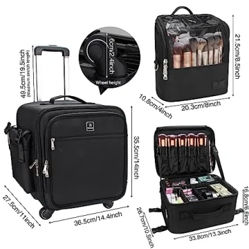 Relavel Professional Rolling Makeup Case for Travel