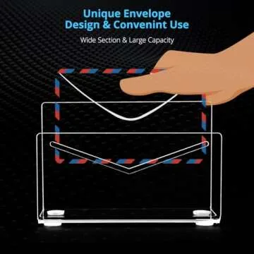 FUCDTEFC Acrylic Mail Holder, Clear Acrylic File Letter Organizer, Vertical Envelope Mail Holder for...