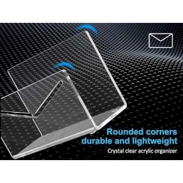 FUCDTEFC Acrylic Mail Holder, Clear Acrylic File Letter Organizer, Vertical Envelope Mail Holder for Desk, Lightweight Countertop Bill Holding Sorter Letter Invoice Stand for Home Office School