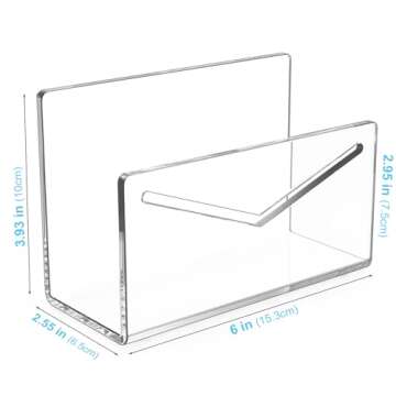 FUCDTEFC Acrylic Mail Holder, Clear Acrylic File Letter Organizer, Vertical Envelope Mail Holder for Desk, Lightweight Countertop Bill Holding Sorter Letter Invoice Stand for Home Office School