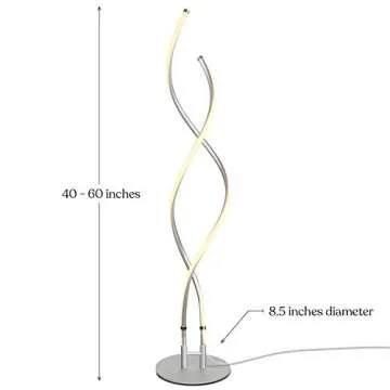 Brightech Embrace Dimmable LED Floor Lamp - Modern Spiral Adjustable Standing Lamp for Living Rooms ...