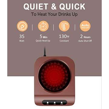 BONTIME Mug Warmer - 35 Watt Coffee Warmer for Desk with Auto Shut Off, Easy to Use and Clean, Enjoy...