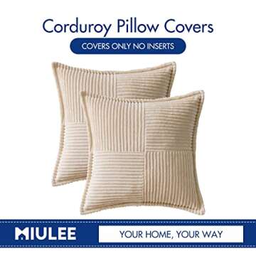 MIULEE Super Soft Corduroy Pillow Covers Set of 2 16x16