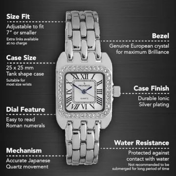 Peugeot Women's Luxury Tank Watch with Panther Link Bracelet