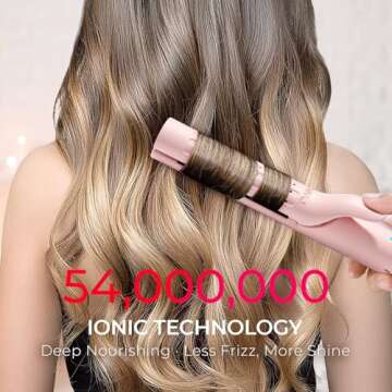 TYMO Airflow Curling Iron for Lasting Curls - Flat Iron Hair Straightener and Curler 2 in 1, Anti-Scald Ionic Curling Wand 1.25 Inch, 360° Cool Air, 5 Temps & Dual Voltage for Long Short Hair, Pink