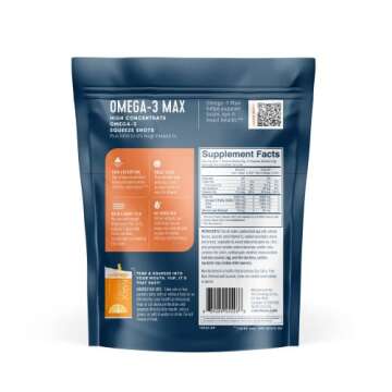 Coromega MAX Omega-3 Fish Oil + Vitamin D 2400mg in Citrus Burst (30 Packets) - No Fishy Taste, 3X B...