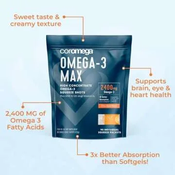 Coromega MAX Omega-3 Fish Oil + Vitamin D in Squeeze Packets