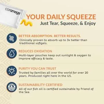 Coromega MAX Omega-3 Fish Oil + Vitamin D in Squeeze Packets