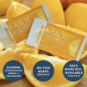 Coromega MAX Omega-3 Fish Oil + Vitamin D in Squeeze Packets