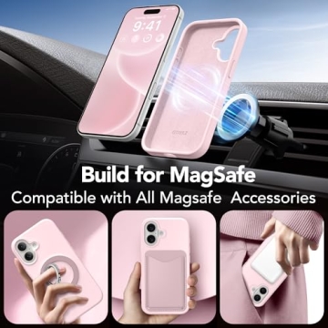 GONEZ iPhone 16 Magnetic Case with Protectors in Pink
