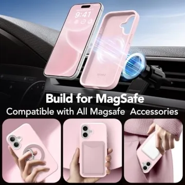 GONEZ iPhone 16 Magnetic Case with Protectors in Pink