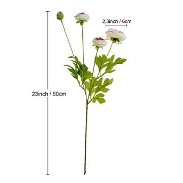 GLSATEMAN Artificial Silk Flowers Persian Buttercup Bicolor Ranunculus Flower 5 Pcs,Suitable for core Decoration,Wedding Floral Creation,Flower Arrangement DIY Project,Interior Decor（Green）