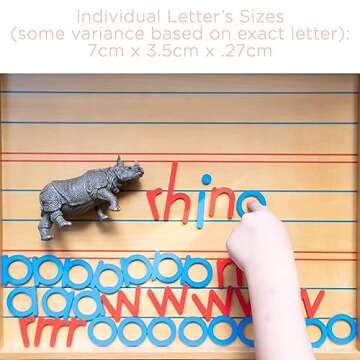 Movable Alphabet Montessori Wooden Letters- Moveable Alphabet with Box Letter Mats - Lower Case Letters - Writing, Reading, Spelling, and Language Learning Materials (Red and Blue)