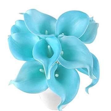 FRP Flowers 20 PCS Real Touch Calla Lily Flowers for Artificial Floral Arrangements, Bridal Bouquets, and Home Decor (Sky Blue)